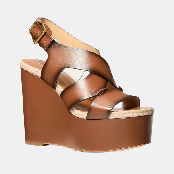 Michael Kors MICHAEL Women's Raven Buckle Wedge Sandals