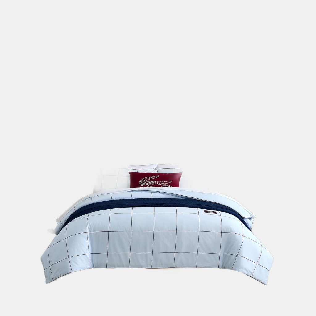 Lacoste Home Tennis Checks Cotton 2-Pc. Comforter Set, Twin - Light Blue