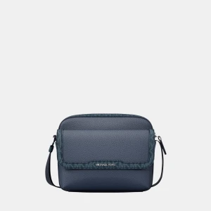 Michael Kors Outlet Cooper Medium Pebbled Leather and Signature Logo Camera Crossbody Bag - NAVY