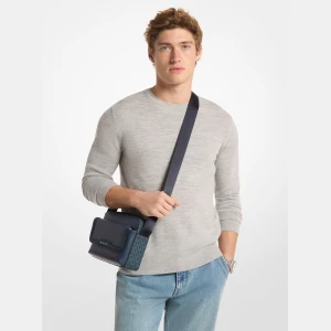 Michael Kors Outlet Cooper Medium Pebbled Leather and Signature Logo Camera Crossbody Bag - NAVY - Image 5