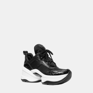 Michael Kors Outlet Olympia Mixed-Media Trainer - BLACK