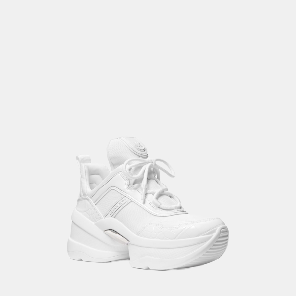 Michael Kors Outlet Olympia Mixed-Media Trainer - OPTIC WHITE
