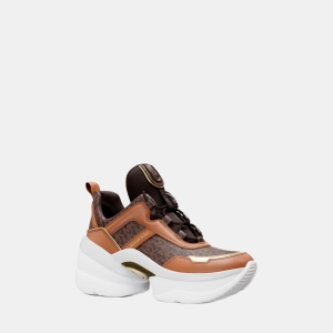 Michael Kors Outlet Olympia Signature Logo Trainer