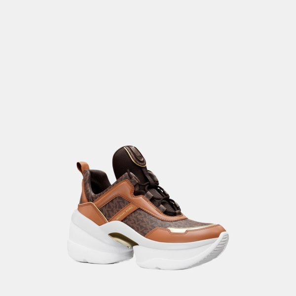 Michael Kors Outlet Olympia Signature Logo Trainer