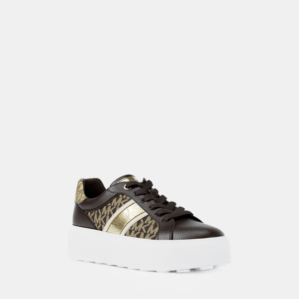 Michael Kors Outlet Romey Signature Logo Stripe Platform Sneaker - BROWN