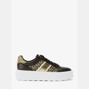 Michael Kors Outlet Romey Signature Logo Stripe Platform Sneaker - BROWN - Image 3