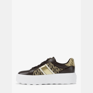 Michael Kors Outlet Romey Signature Logo Stripe Platform Sneaker - BROWN - Image 4