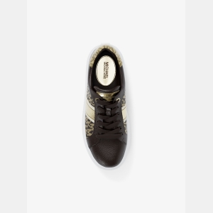 Michael Kors Outlet Romey Signature Logo Stripe Platform Sneaker - BROWN - Image 6