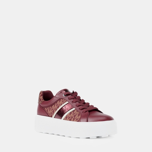 Michael Kors Outlet Romey Signature Logo Stripe Platform Sneaker - CHERRY