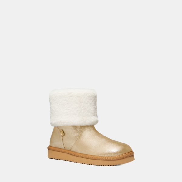 Michael Kors Outlet Julia Faux Fur Trim Metallic Leather Boot