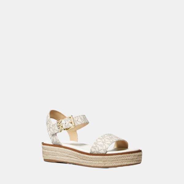 Michael Kors Outlet Richie Signature Logo Platform Espadrille Sandal - VANILLA