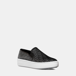 Michael Kors Outlet Teddi Signature Logo Slip-On Sneaker - BLACK