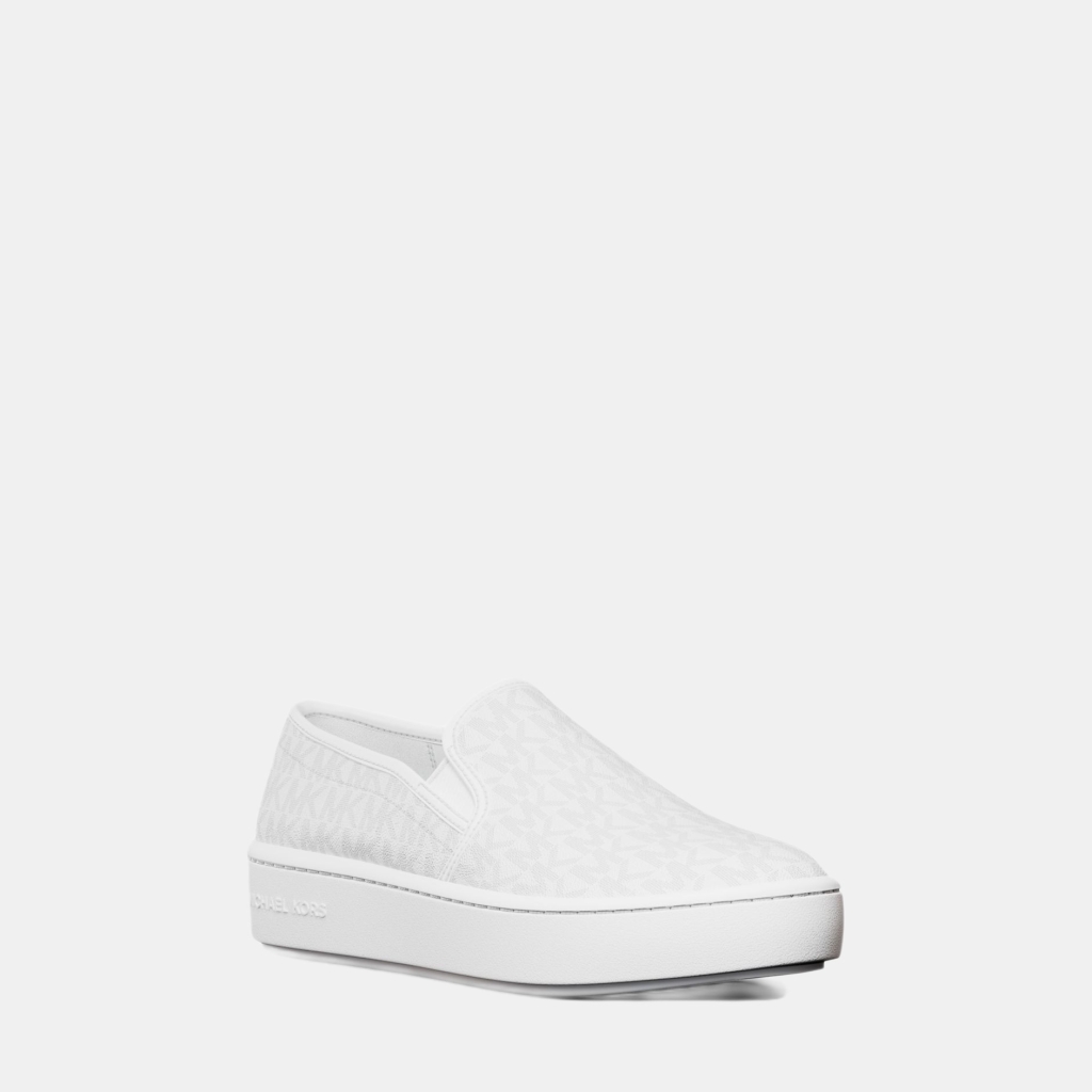 Michael Kors Outlet Teddi Signature Logo Slip-On Sneaker - BRIGHT WHT