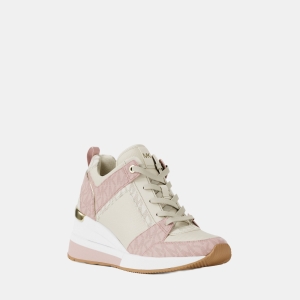 Michael Kors Outlet Georgie Signature Logo Wedge Trainer - PWD BLSH MLT