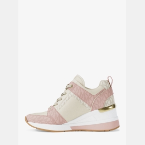 Michael Kors Outlet Georgie Signature Logo Wedge Trainer - PWD BLSH MLT - Image 4