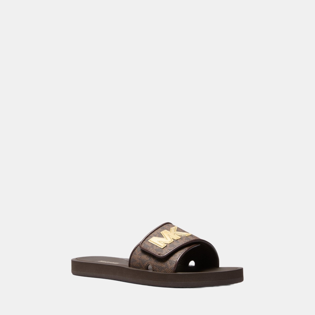 Michael Kors Outlet Palmer Signature Logo Slide Sandal