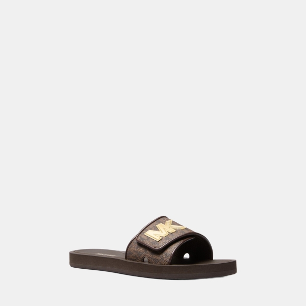 Michael Kors Outlet Palmer Signature Logo Slide Sandal