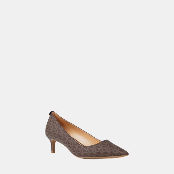 Michael Kors Outlet Alina Flex Signature Logo Kitten Heel Pump - BROWN