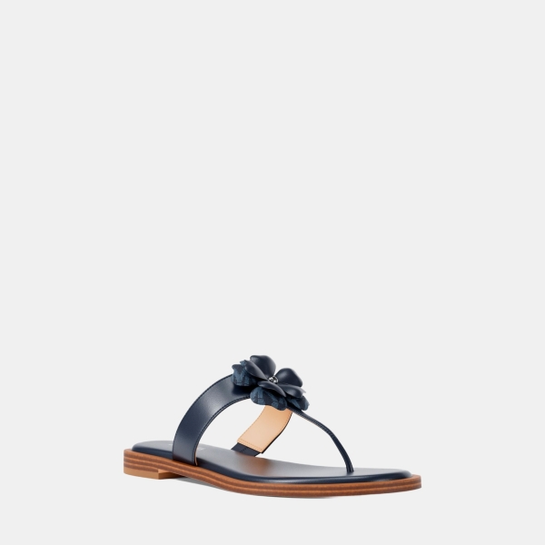 Michael Kors Outlet Callie Embellished Signature Logo Trim Thong Sandal - NAVY