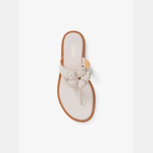 Michael Kors Outlet Callie Embellished Signature Logo Trim Thong Sandal - LT CREAM - Image 6