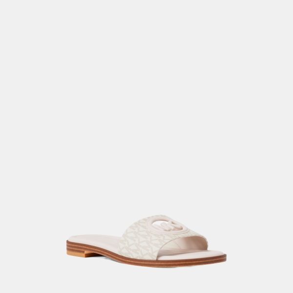 Michael Kors Outlet Carissa Signature Logo Slide Sandal - VANILLA COMBO