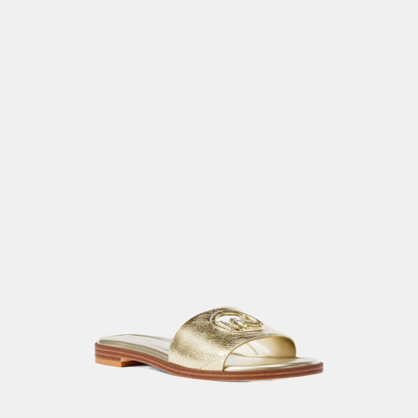Michael Kors Outlet Carissa Crackled Metallic Slide Sandal
