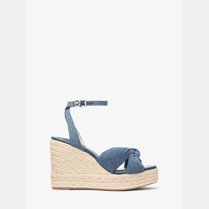 Michael Kors Outlet Elena Denim Wedge Sandal - Image 3