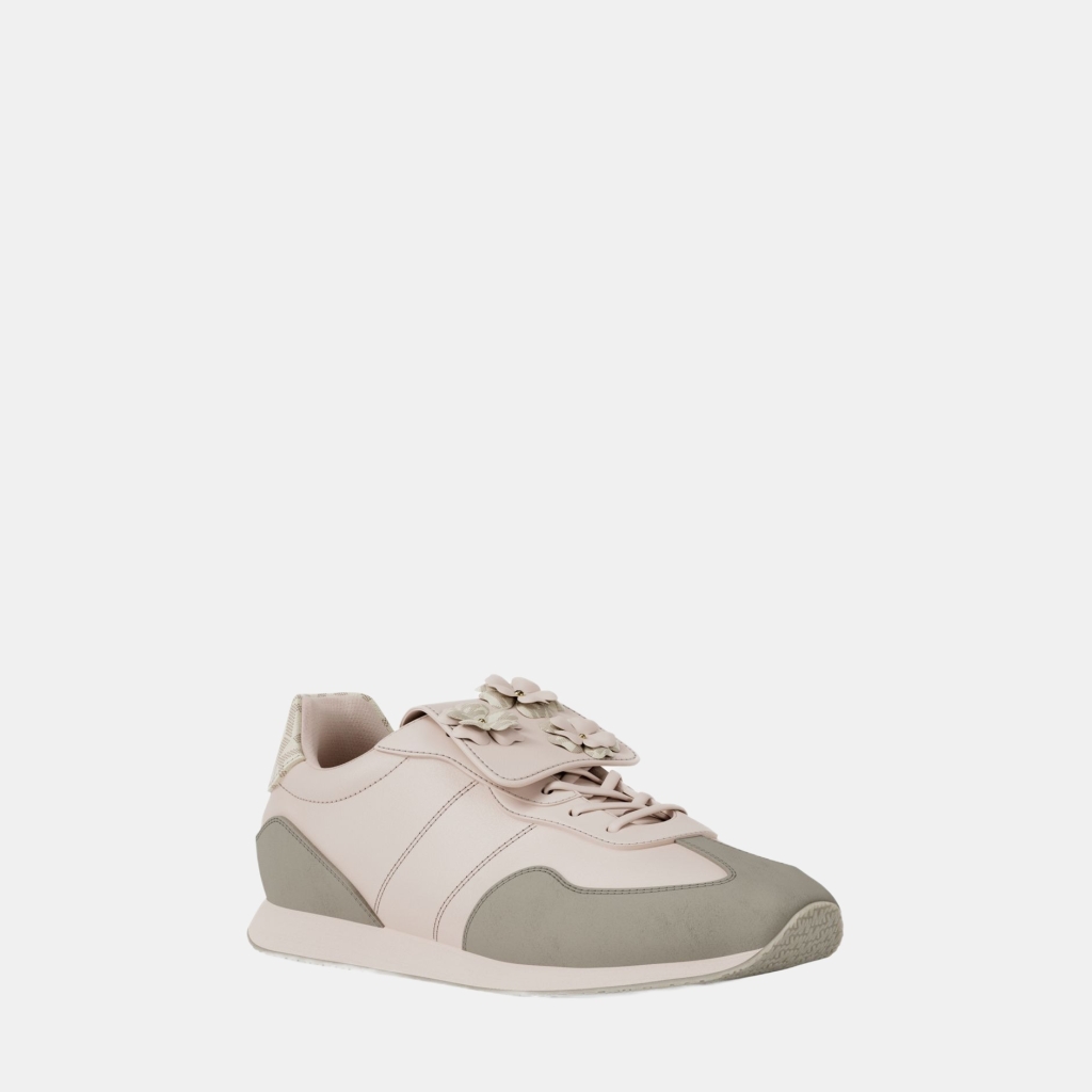Michael Kors Outlet Essex Embellished Mixed-Media Trainer - LT CREAM