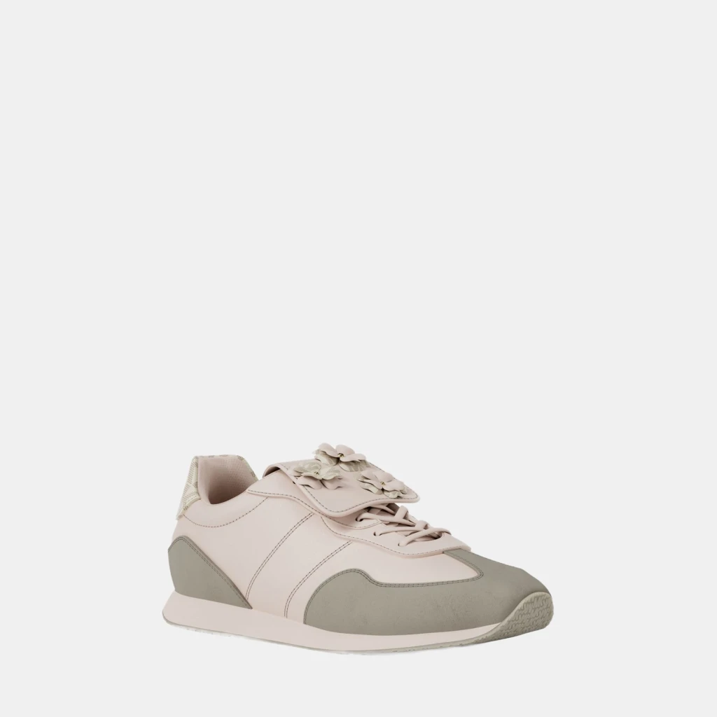 Michael Kors Outlet Essex Embellished Mixed-Media Trainer - LT CREAM