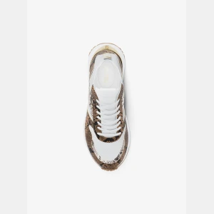 Michael Kors Outlet Jesse Stretch Knit and Snake Embossed Trainer - Image 6
