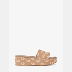 Michael Kors Outlet Sadler Logo Jacquard Platform Slide Sandal - CAMEL WASH - Image 3