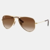 Ray-Ban Junior Kids' Aviator RJ9506S Aviator Sunglasses for Junior Kids' +BUNDLE with ACCESSORY EYEWEAR KIT - Arista / Brown Gradient Dark Brown