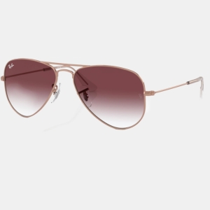 Ray-Ban Junior Kids' Aviator RJ9506S Aviator Sunglasses for Junior Kids' +BUNDLE with ACCESSORY EYEWEAR KIT - Rose Gold / Clear Gradient Dark Violet