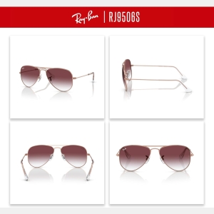 Ray-Ban Junior Kids' Aviator RJ9506S Aviator Sunglasses for Junior Kids' +BUNDLE with ACCESSORY EYEWEAR KIT - Rose Gold / Clear Gradient Dark Violet - Image 4