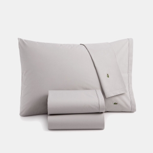 Lacoste Home Solid Cotton Percale 4-Pc. Sheet Sets - Sleet