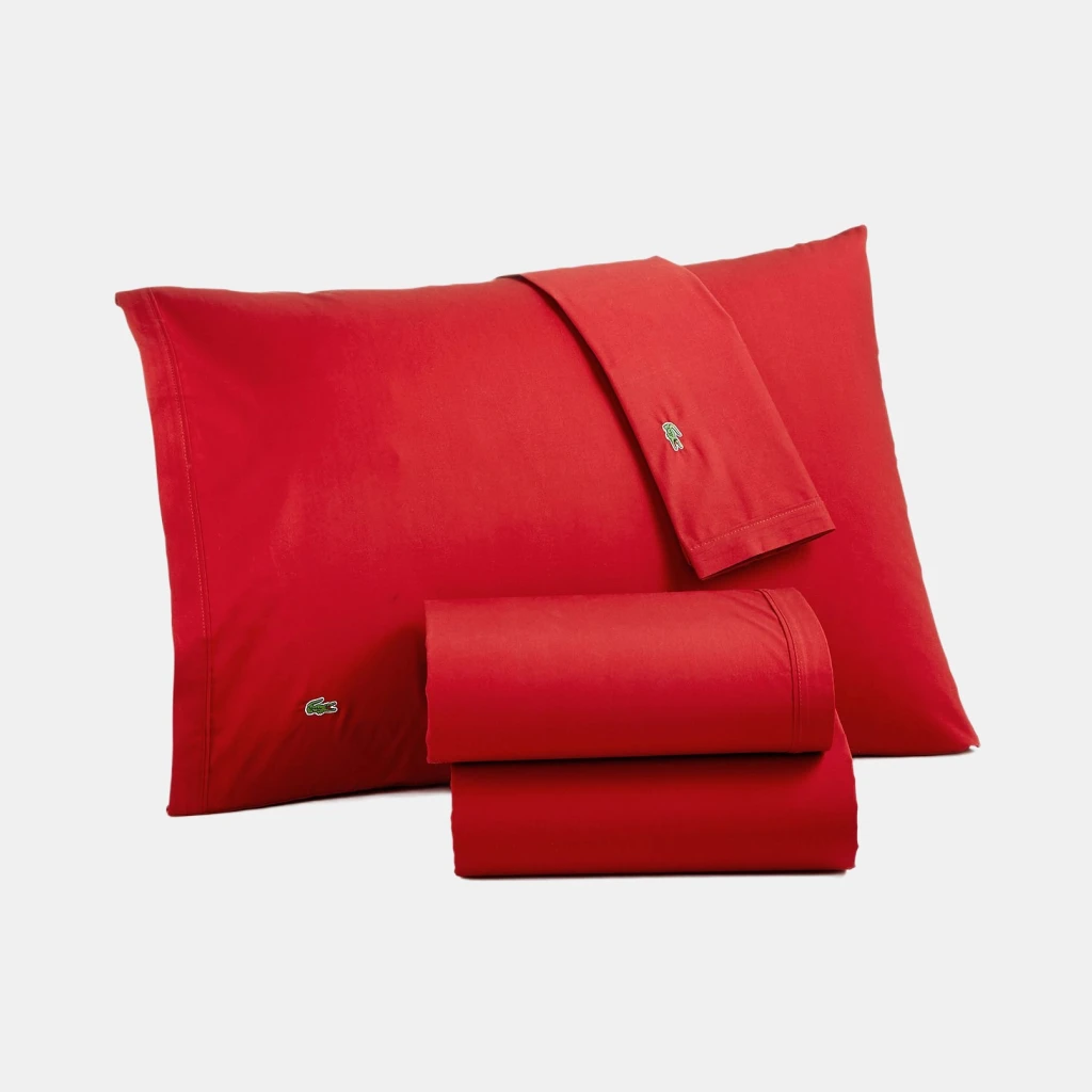 Lacoste Home Solid Cotton Percale 4-Pc. Sheet Sets - Chili Pepper