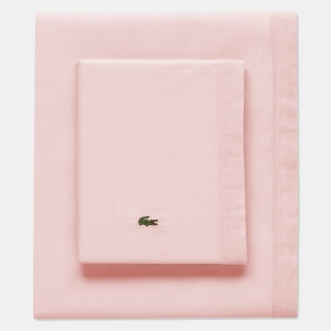 Lacoste Home Solid Cotton Percale 4-Pc. Sheet Sets - Iced Pink