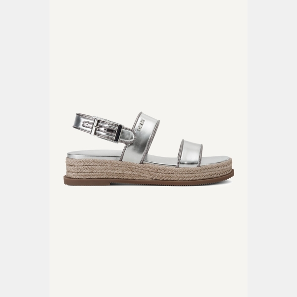DKNY BERNAE SLINGBACK WEDGE ESPADRILLE - SILVER