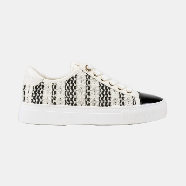 KARL LAGERFELD PARIS CAELAN CROCHET LACE UP SNEAKER - Black/White