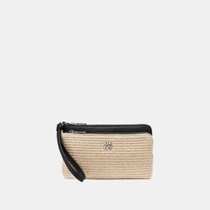 DKNY SARAH DUAL ZIP POUCH WRISTLET - Natural/Black