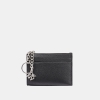 DKNY SARAH TOP ZIP CARD HOLDER - Black/Silver