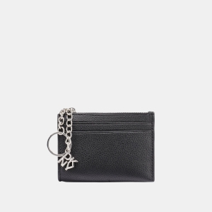 DKNY SARAH TOP ZIP CARD HOLDER - Black/Silver