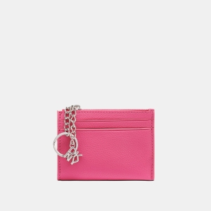 DKNY SARAH TOP ZIP CARD HOLDER - Hot Pink