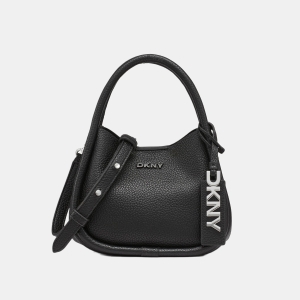 DKNY CAPRI HOBO CROSSBODY BAG - Black/Silver