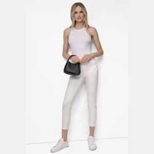 DKNY CAPRI HOBO CROSSBODY BAG - Black/Silver - Image 8