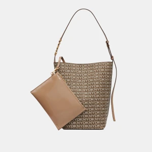 DKNY AVRIL LOGO BUCKET BAG - Chino/Cappuccino