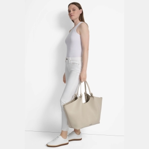 DKNY PAULA LARGE COMMUTER TOTE - LIGHT TAUPE - Image 8