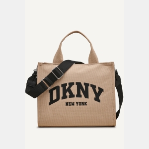DKNY HADLEE MEDIUM LOGO TOTE - LIGHT CITY KHAKI/ BLACK