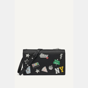 DKNY ETTA WALLET ON A STRING - BLACK/SILVER