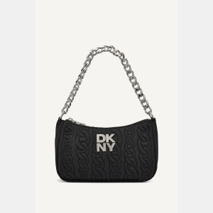 DKNY LORENA DEMI SHOULDER BAG - BLACK/SILVER